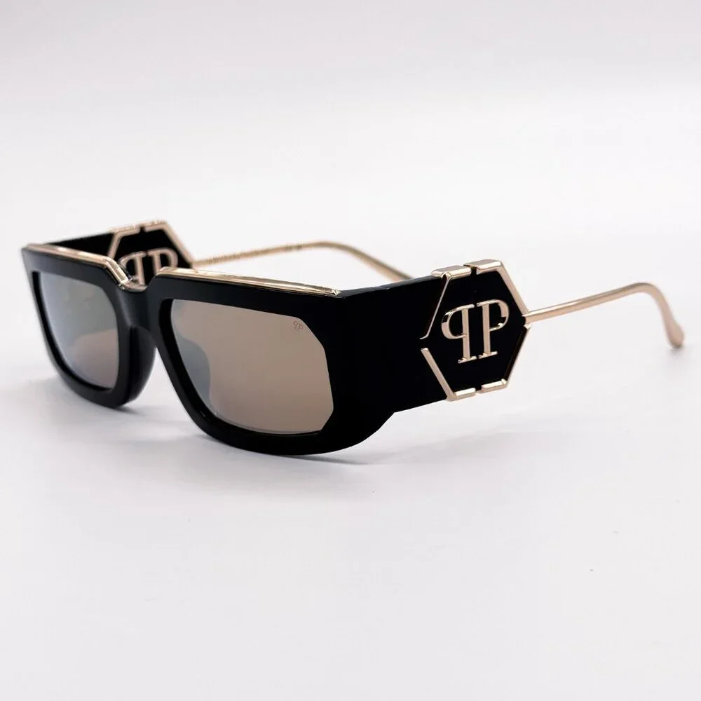 NEW PHILIPP PLEIN ROSE VENUS SPP119M 700G SHINY BLACK MEN SUNGLASSES